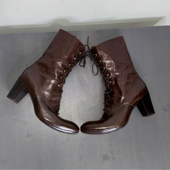 Gianni Barbato Women's  Leather Lace Up Boots Pointed Toe - Picture 1 of 12